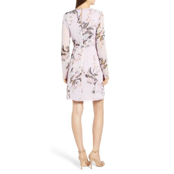 NWT Leith Long Sheer Sleeve Floral Dress Purple XL - Picture 2 of 8